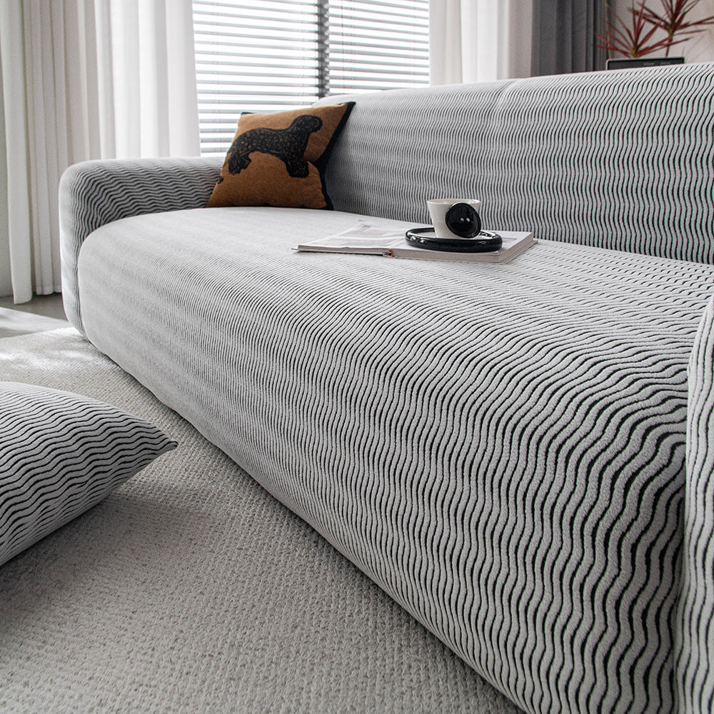 Plush Fleece Stretchy Sofa Cove Soft Cozy Textured Geometric Couch Cover