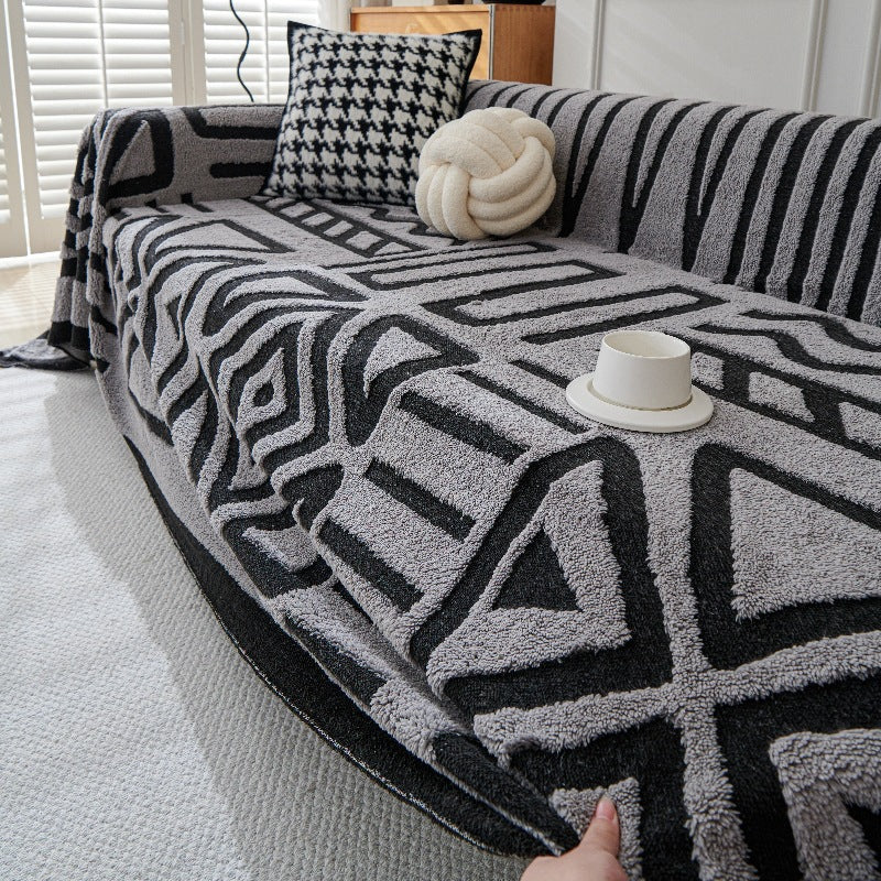 Boho Plush Couch Cover Bohemian Throw Blanket Cozy Chair Sofa Covers