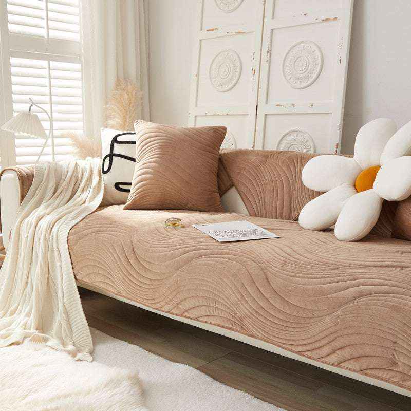 Soft Velvet Sofa Mat Non-Slip Cozy Couch Chair Cover Durable Slipcover