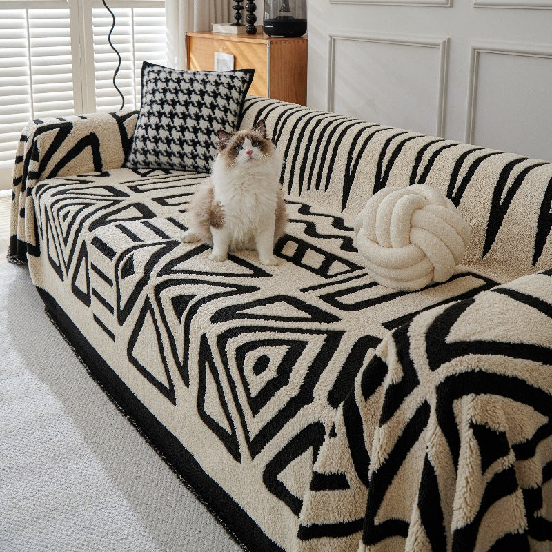 Boho Plush Couch Cover Bohemian Throw Blanket Cozy Chair Sofa Covers