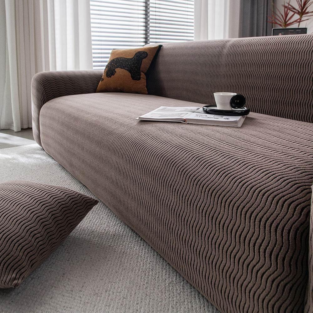 Plush Fleece Stretchy Sofa Cove Soft Cozy Textured Geometric Couch Cover - TaroTextile