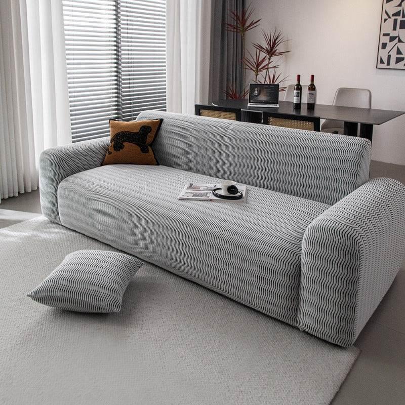 Plush Fleece Stretchy Sofa Cove Soft Cozy Textured Geometric Couch Cover - TaroTextile