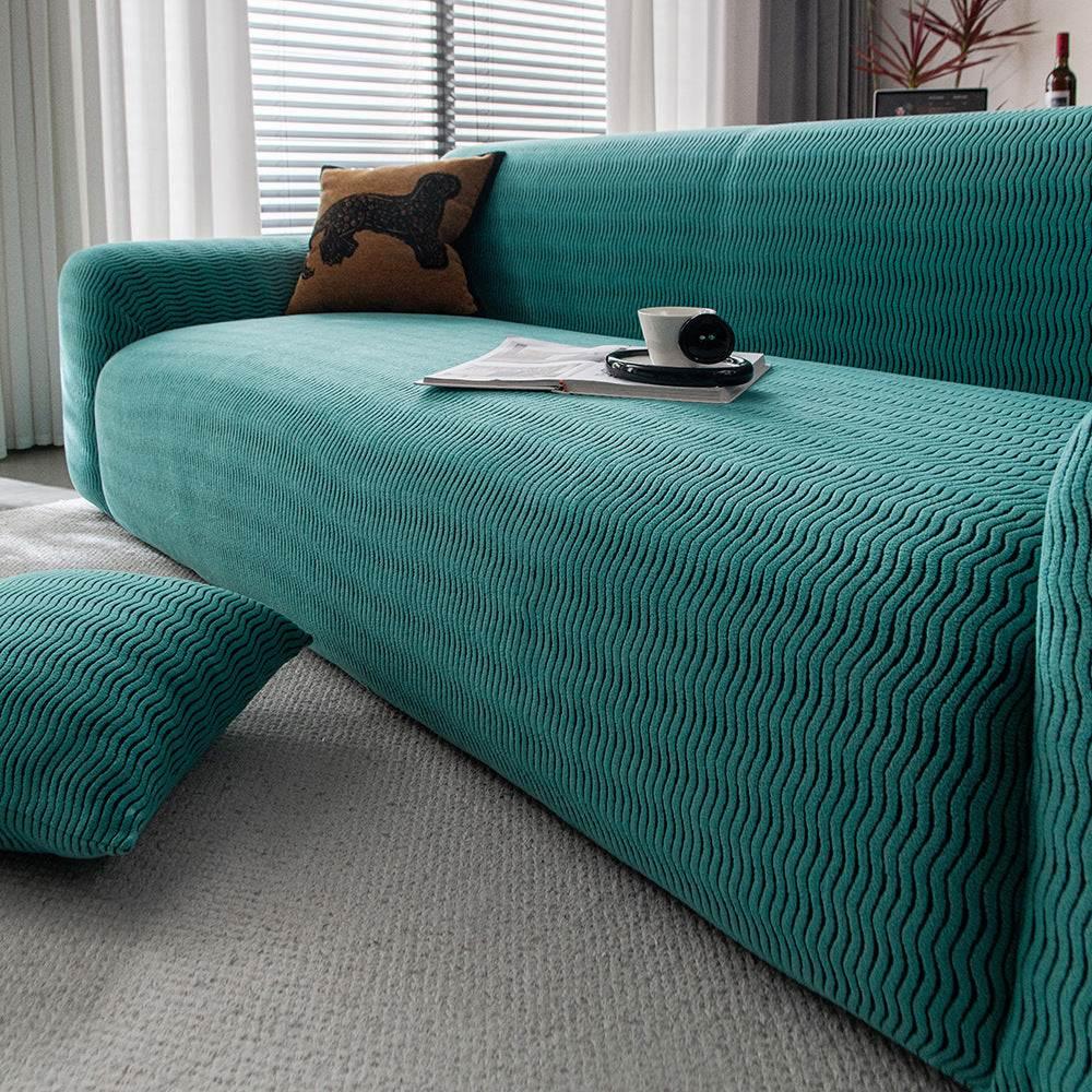 Plush Fleece Stretchy Sofa Cove Soft Cozy Textured Geometric Couch Cover - TaroTextile