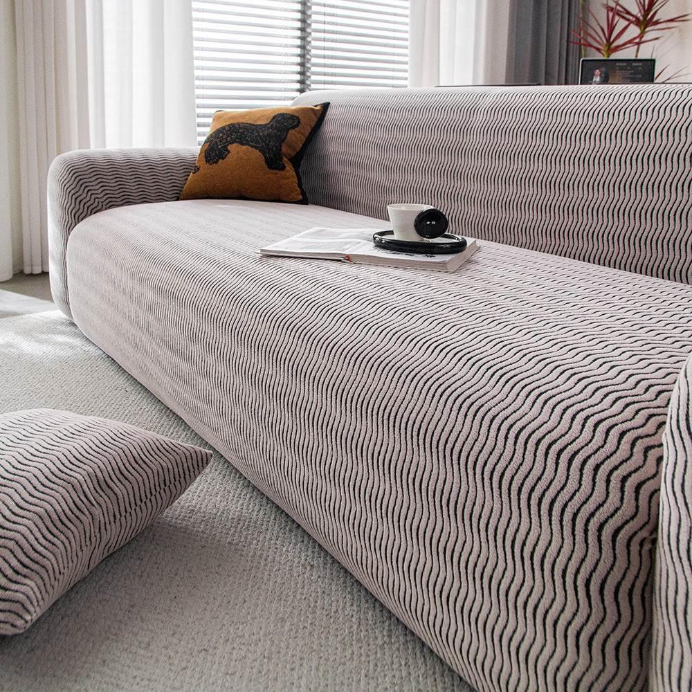 Plush Fleece Stretchy Sofa Cove Soft Cozy Textured Geometric Couch Cover - TaroTextile