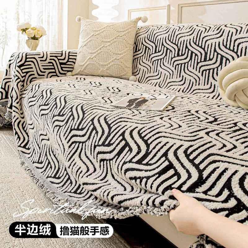 Plush Sherpa Sofa Throw Cover for Sectional Throw Blanket Furniture Protector - TaroTextile