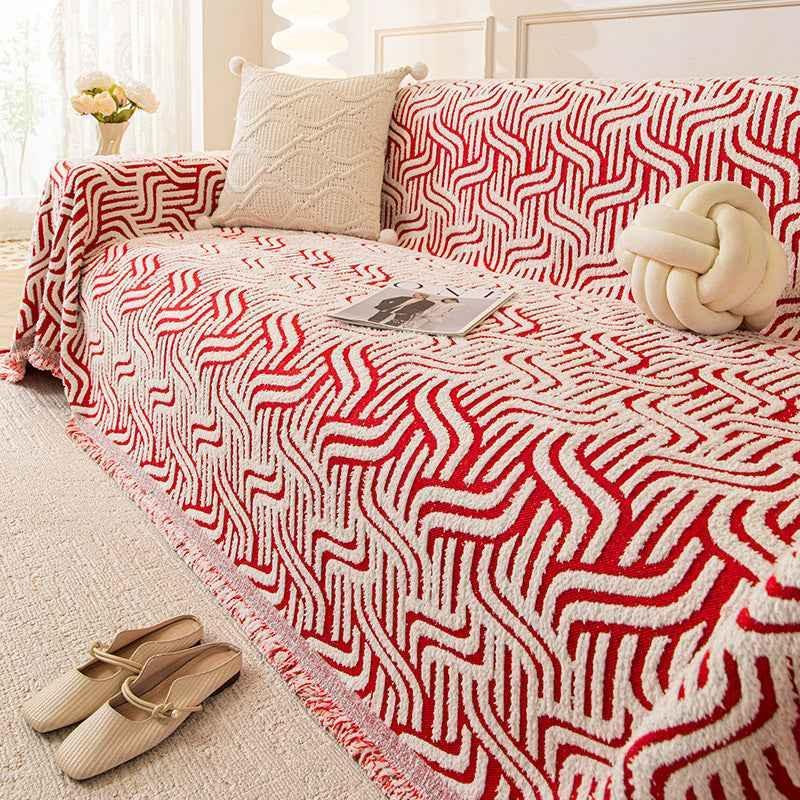 Plush Sherpa Sofa Throw Cover for Sectional Throw Blanket Furniture Protector - TaroTextile