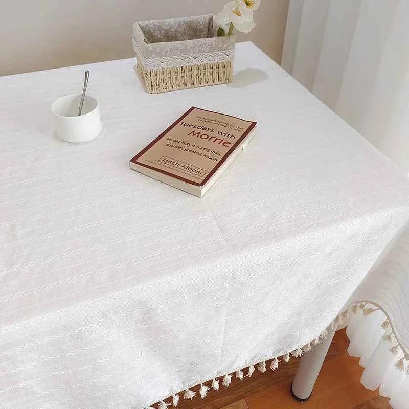 Rectangle Table Cloth Cotton Linen Table Cover for Kitchen Dinning - TaroTextile