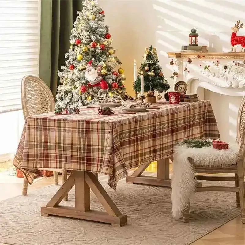 Rustic Plaid Thanksgiving Table Decor Christmas Tabletop Table Cloth - TaroTextile