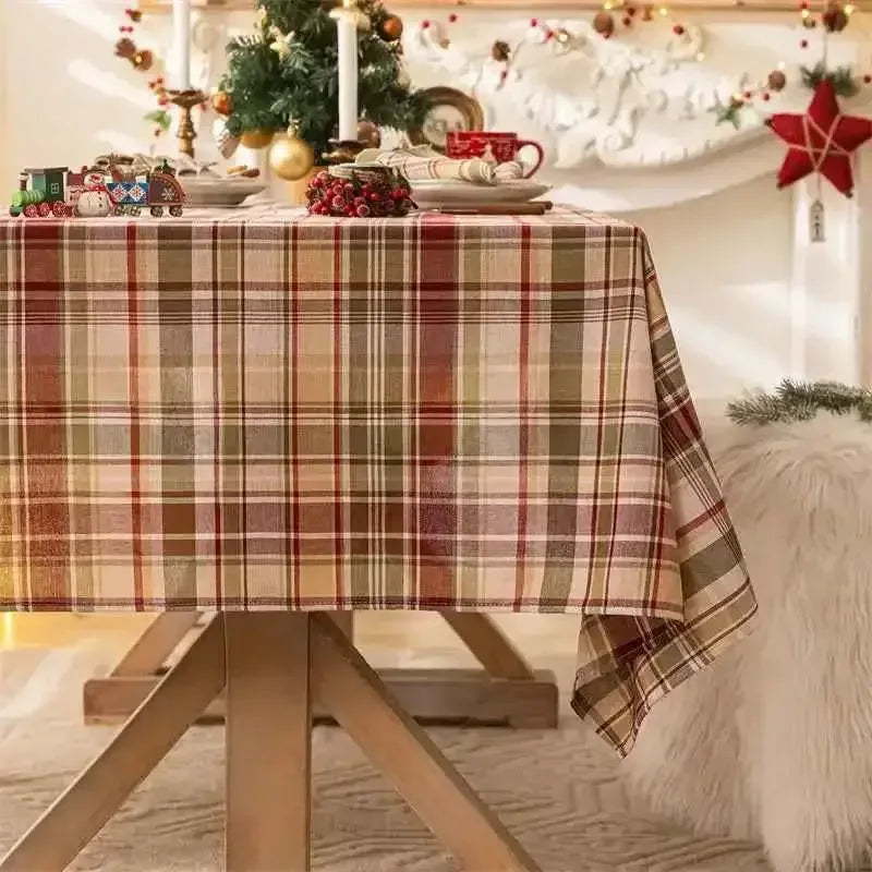 Rustic Plaid Thanksgiving Table Decor Christmas Tabletop Table Cloth - TaroTextile