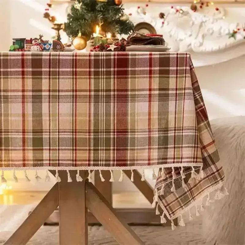 Rustic Plaid Thanksgiving Table Decor Christmas Tabletop Table Cloth - TaroTextile