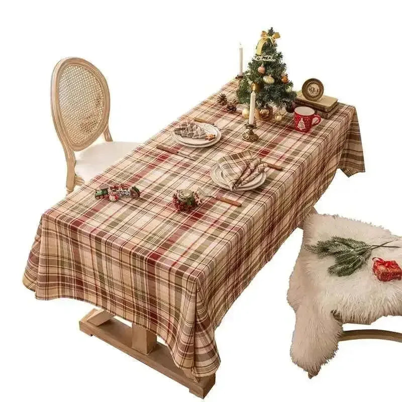 Rustic Plaid Thanksgiving Table Decor Christmas Tabletop Table Cloth - TaroTextile