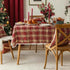 Red Christmas Tablecloths for Rectangle Tables with Tassel Decorative Table Cover - TaroTextile
