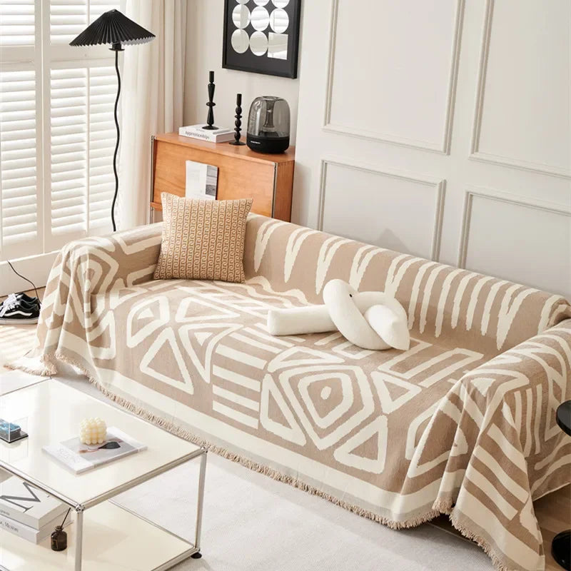 Boho Style Chenille Sofa Slipcover Anti-scratch Sofa Blanket Durable Seat Cushion Cover