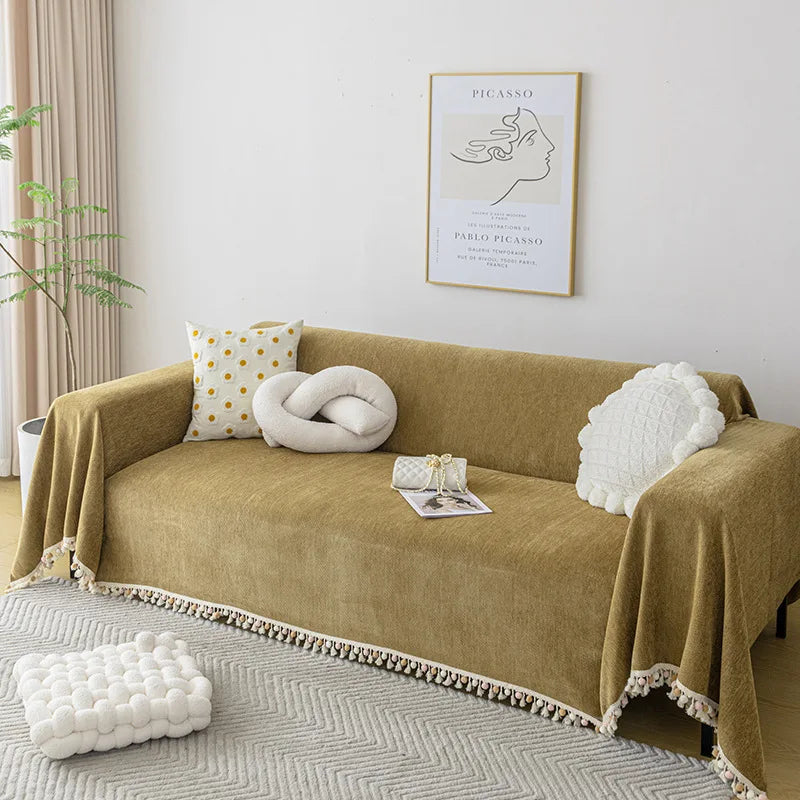 Stylish Chenille Sofa Cover Durable Sectional Couch Cover Blanket  Furniture Protector