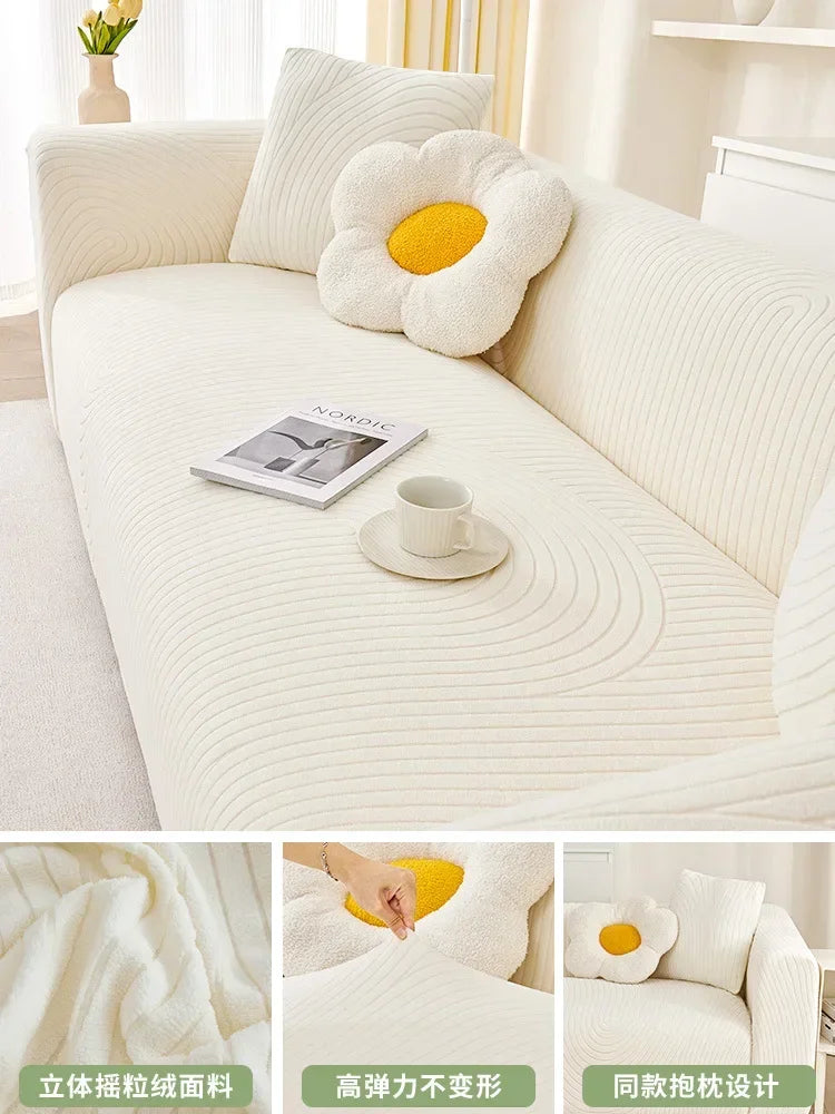 Elastic Jacquard L-Shaped Sofa Covers Stretchy Slipcover
