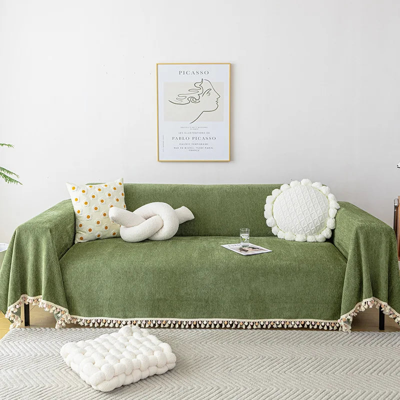 Stylish Chenille Sofa Cover Durable Sectional Couch Cover Blanket  Furniture Protector