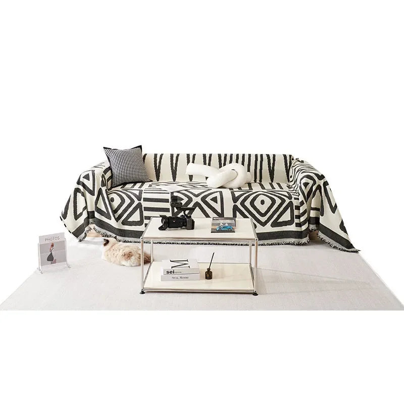 Boho Style Chenille Sofa Slipcover Anti-scratch Sofa Blanket Durable Seat Cushion Cover
