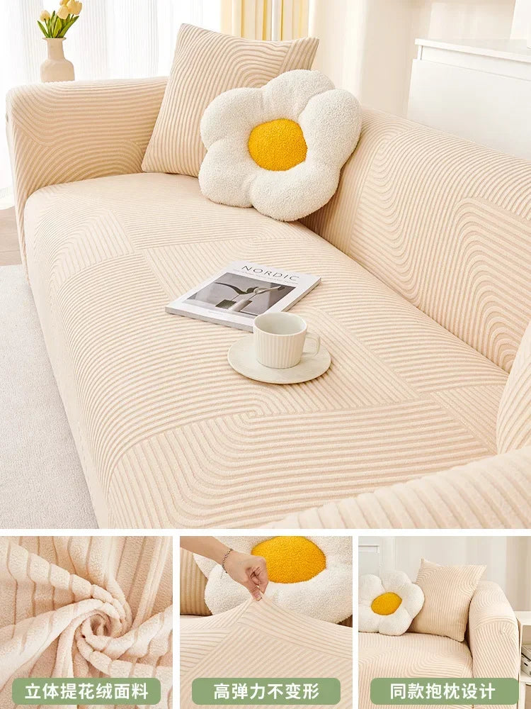 Elastic Jacquard L-Shaped Sofa Covers Stretchy Slipcover