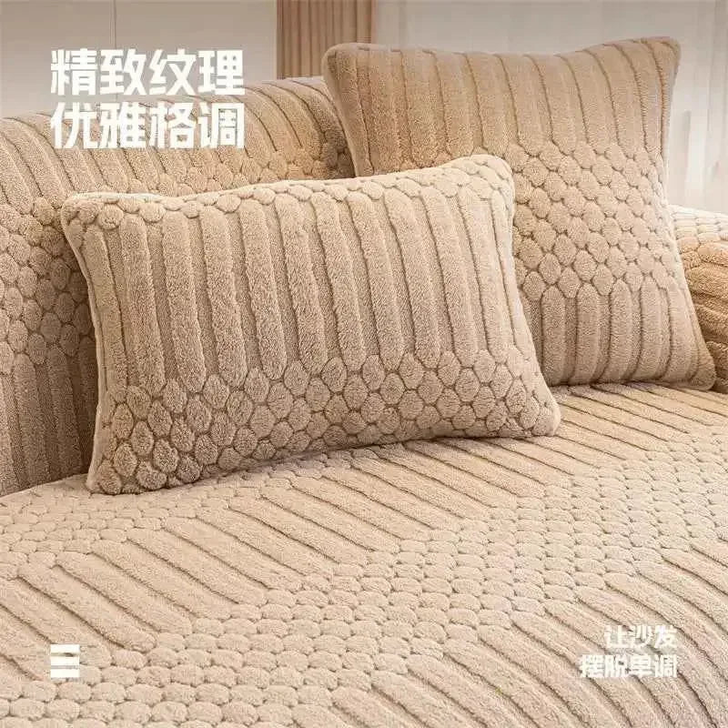 Cozy Plush Couch Cover Non Slip Fluffy Sectional Sofa Covers - TaroTextile