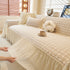 Grid Textured Sofa Cover with Sheer Ruffle Skirt, Pet-Friendly Sofa Throw Slipcover