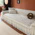 French Country Floral Sofa Cover with Chiffon Ruffle Skirt, Vintage Sofa Throw Cover