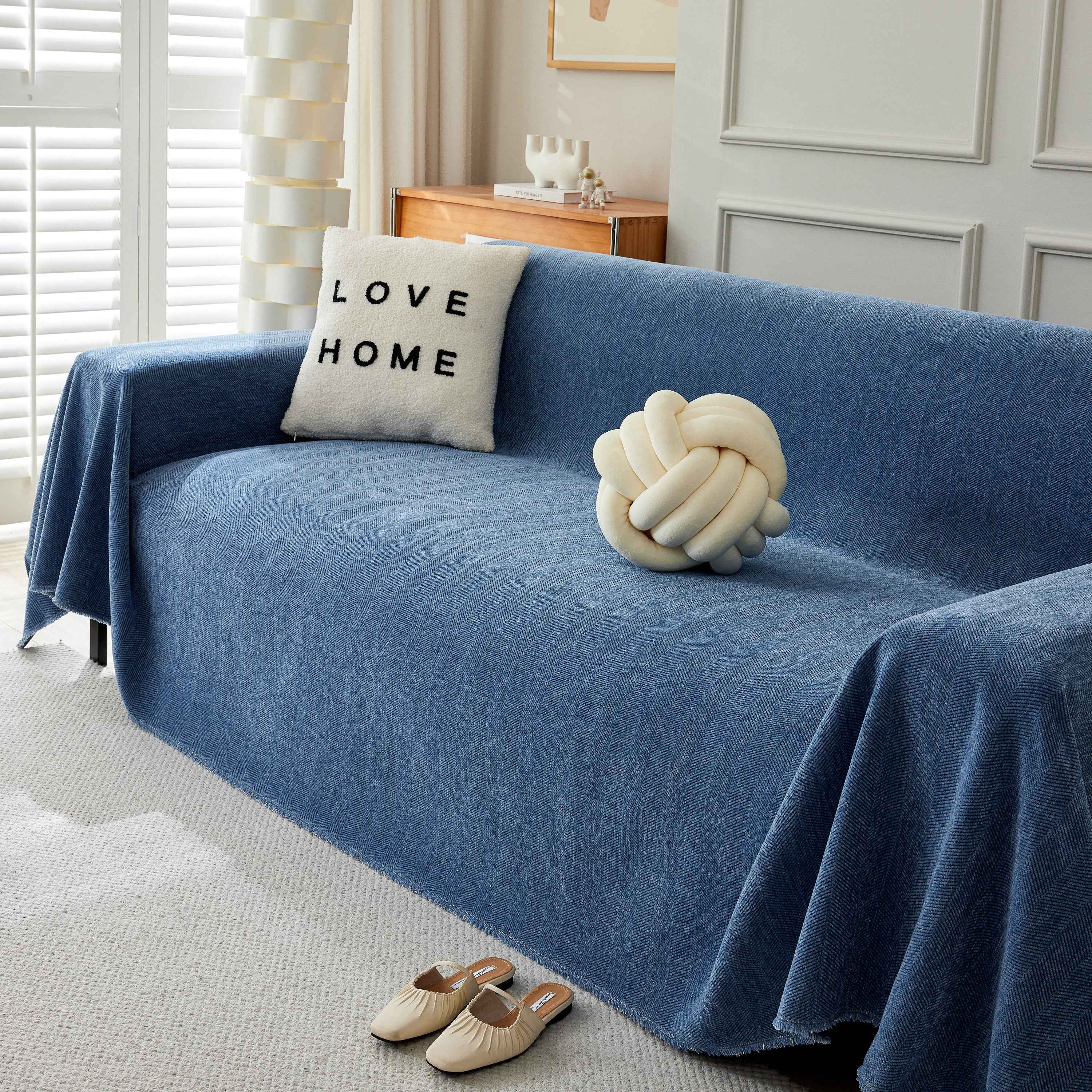 Herringbone Oversized Chenille Couch Throw Cover Sofa Slipcovers Couch Covers for Sectional Couches