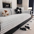 Plush Striped Couch Seat and Backrest Cover, Non-Slip Individual Sofa Protector
