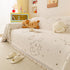 Cute Dog Pattern Plush Sofa Throw Cover, Soft Couch Protector Blanket with Fringe