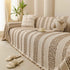 Textured Striped Sofa Throw Cover, Soft Woven Couch Protector with Fringe Edges