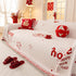 Chinese New Year Sofa Throw Cover Blanket, Decor Festive Red Fu Pattern Couch Cover