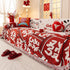 Chinese New Year Sofa Throw Cover Blanket, Decor Festive Red Fu Pattern Couch Cover