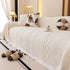 Plush Sherpa Fleece Sofa Cover with 3D Cable Knit Texture, Soft Cozy Throw Blanket