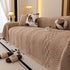 Plush Sherpa Fleece Sofa Cover with 3D Cable Knit Texture, Soft Cozy Throw Blanket