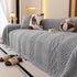 Plush Sherpa Fleece Sofa Cover with 3D Cable Knit Texture, Soft Cozy Throw Blanket