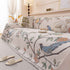 Farmhouse Chenille Sofa Throw Cover, Botanical Bird & Floral Jacquard Couch Protector
