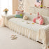 Cute Dotted Stripe Couch Protector, Non-Slip Washable Sofa Cover with Ruffled Skirt