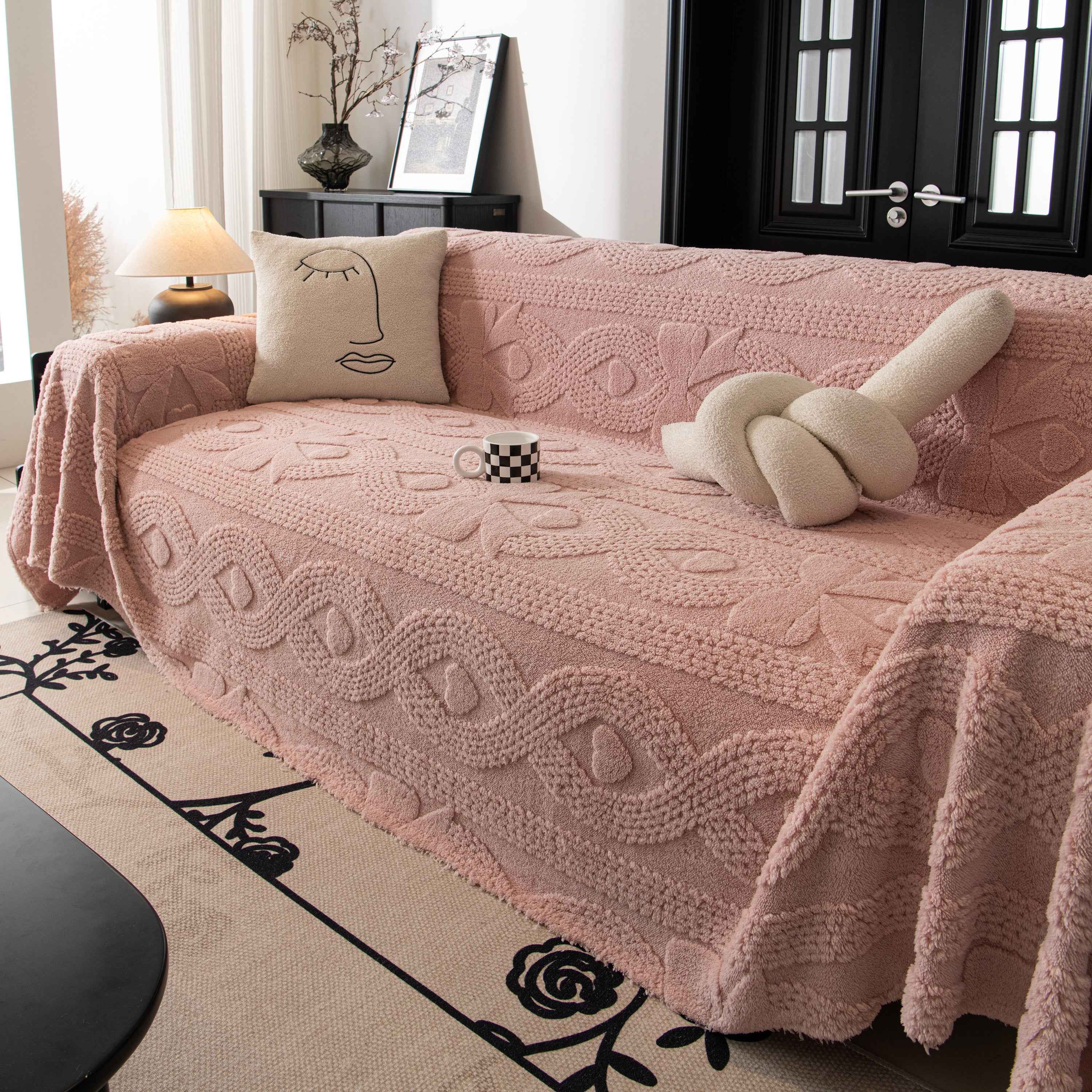 Soft Plush Fleece Throw Blanket for Couch Solid Cute Warm Couch Cover Blanket for Winter