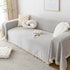 Boho Herringbone Sofa Throw Blanket with Pom Pom Tassels Stylish Furniture Slipcover