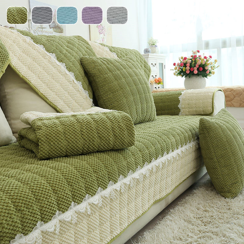 Non-Slip Sectional Couch Cover with Lace, Furniture Protector for Dogs, Pets, and Kids II