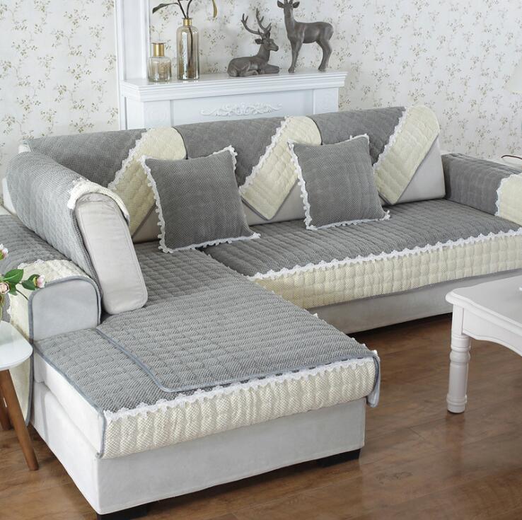 Non-Slip Sectional Couch Cover with Lace, Furniture Protector for Dogs, Pets, and Kids II