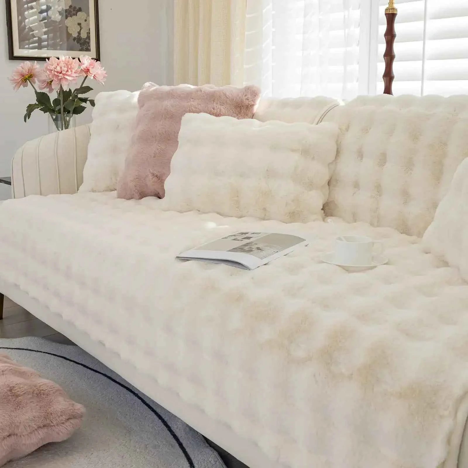 Thickened Plush Sofa Cover Soft Warm Futon Couch Cover Velvet Slipcover