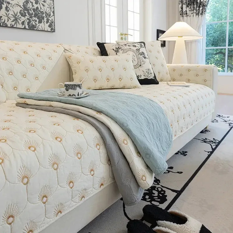 Universal Cotton Cozy Sofa Futon Cover Non-slip Chair Cushion Cover Seat Mat - TaroTextile