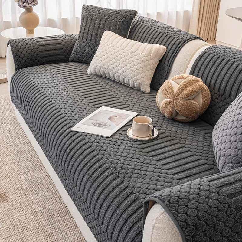 Cozy Plush Couch Cover Non Slip Fluffy Sectional Sofa Covers - TaroTextile