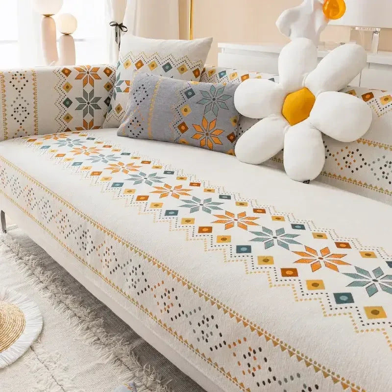 Scratch-proof Chenille Sofa Cover Bohemian Style Couch Cover Anti-slip Sofa Slipcover - TaroTextile