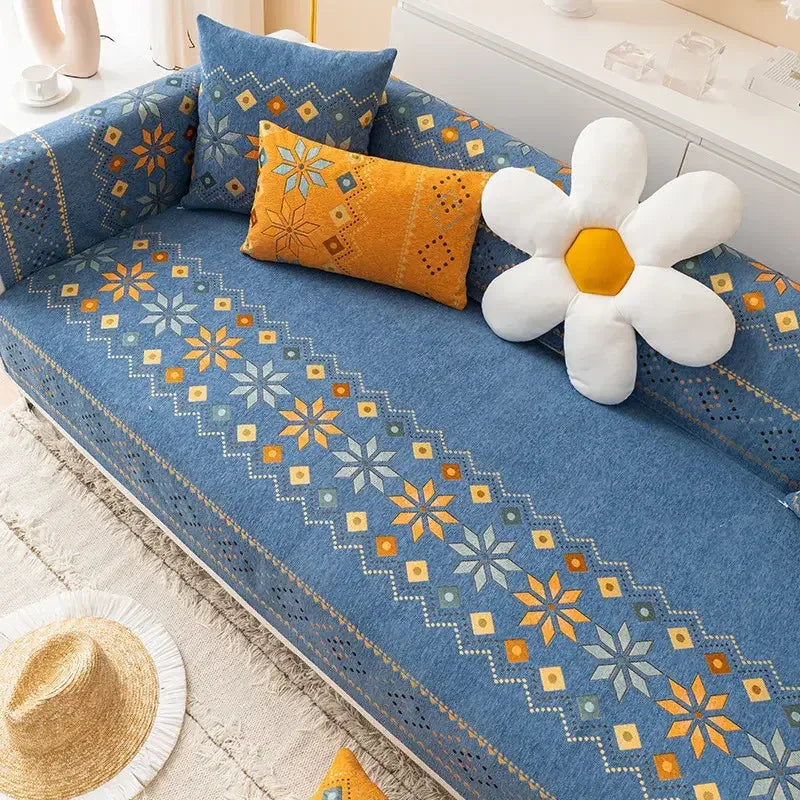 Scratch-proof Chenille Sofa Cover Bohemian Style Couch Cover Anti-slip Sofa Slipcover - TaroTextile