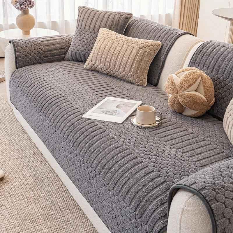 Cozy Plush Couch Cover Non Slip Fluffy Sectional Sofa Covers - TaroTextile