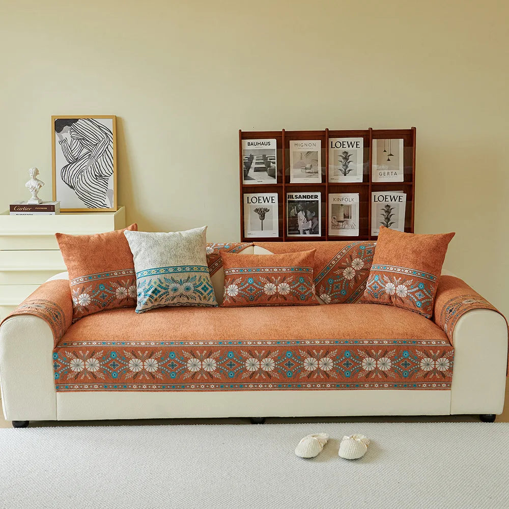 Boho Durable I-shaped Sofa Cover Anti-scratch Cushion Couch Cover Non-slip Slipcover