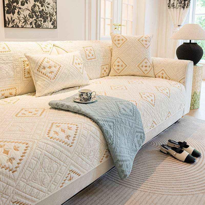 Skin-friendly Cotton Sofa Cover Anti-slip Couch Cover Soft Cushion Mat - TaroTextile