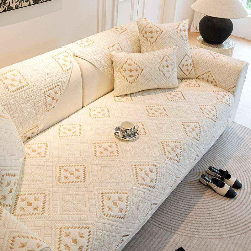 Skin-friendly Cotton Sofa Cover Anti-slip Couch Cover Soft Cushion Mat - TaroTextile