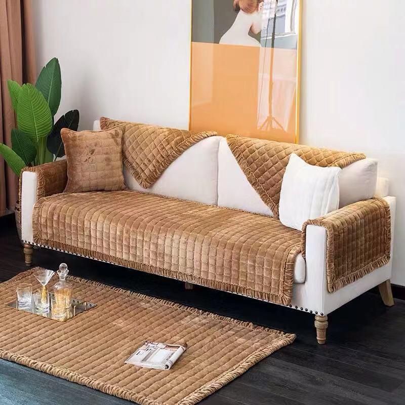 Slipcover Plush Sofa Towel Enhances Living Room Decor with Non-Slip Protection for Furniture - TaroTextile